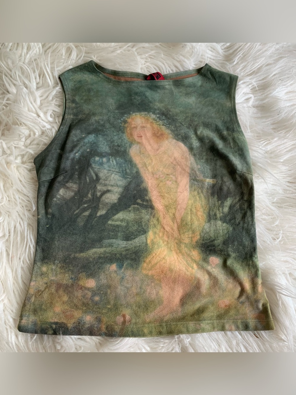 Just In Time USA Y2K Midsummer Eve Graphic Sleeveless Top Green Size Small